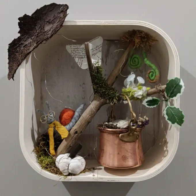 diorama lumineux "La sorcellerie d'Automne" - 28cm*28cm