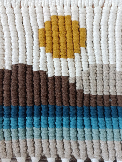 décoration murale "lumière sur le lac" - Macramé graphique