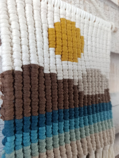 décoration murale "lumière sur le lac" - Macramé graphique