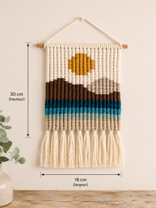 décoration murale "lumière sur le lac" - Macramé graphique