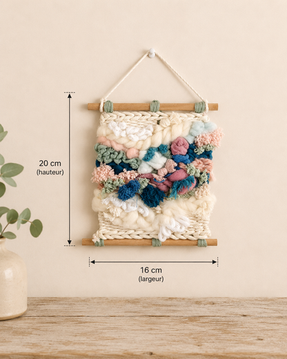 Tissage mural Artisanal " Douceur organique" (16X20cm)