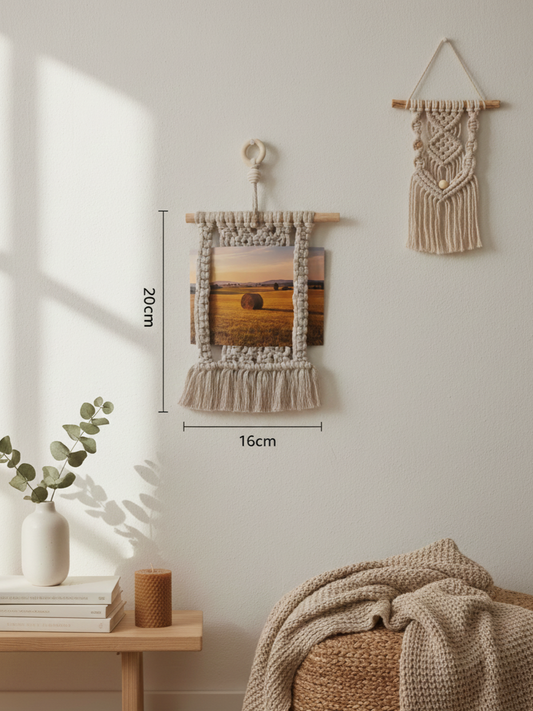 Porte photos mural en macramé artisanal - 20cm*16cm