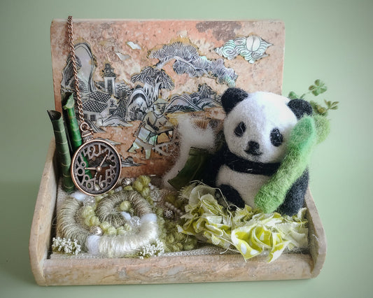 Diorama "le veilleur de bambou" - création artisanale