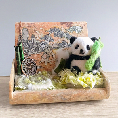 Diorama "le veilleur de bambou" - création artisanale