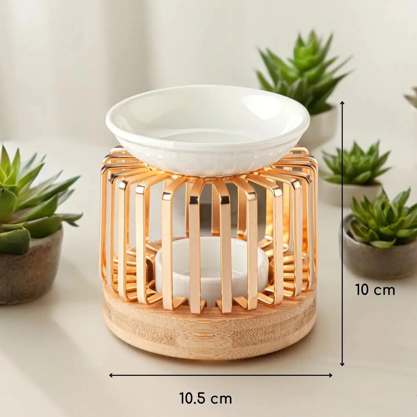 Brule parfum moderne en métal, céramique et bambou Aero