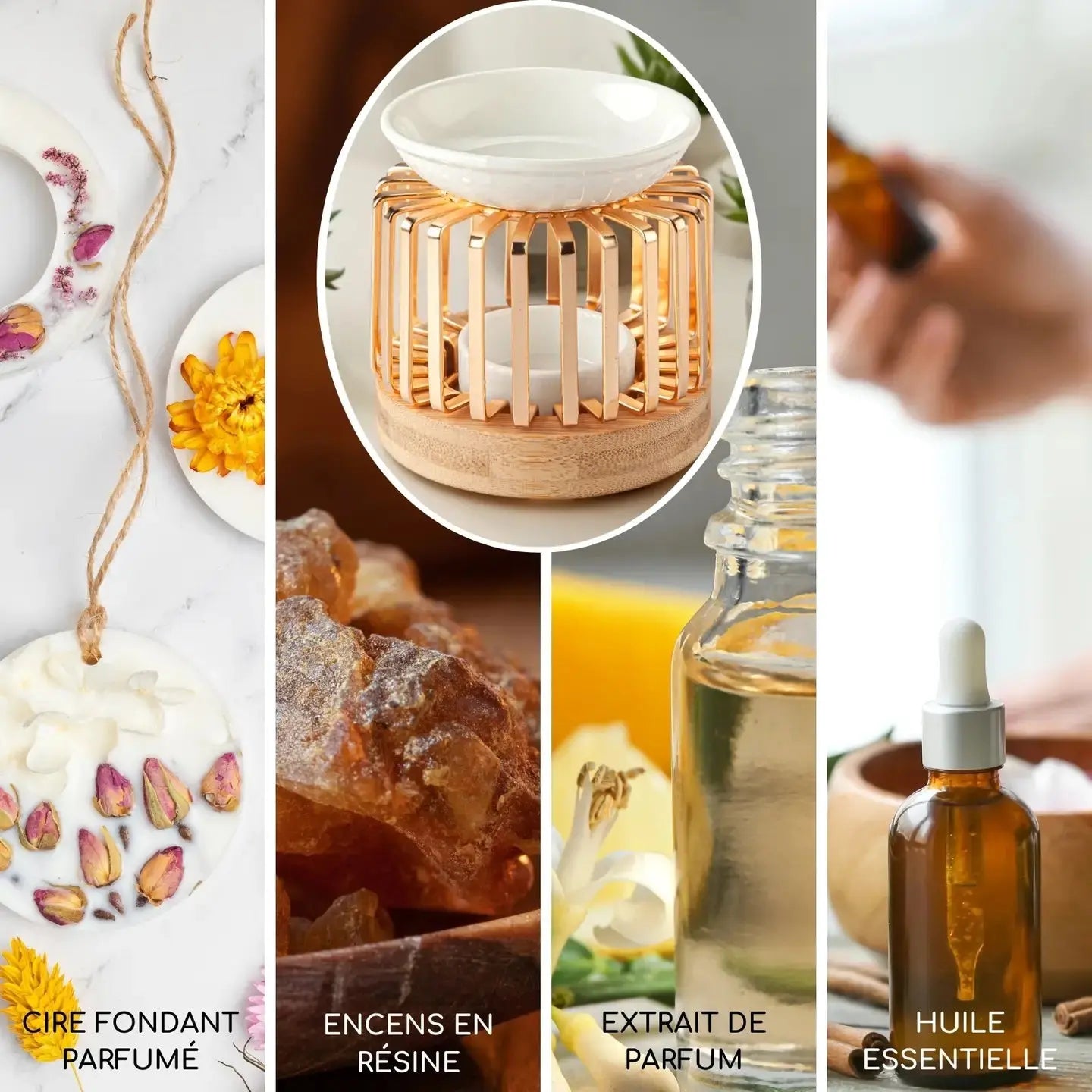 Brule parfum moderne en métal, céramique et bambou Aero