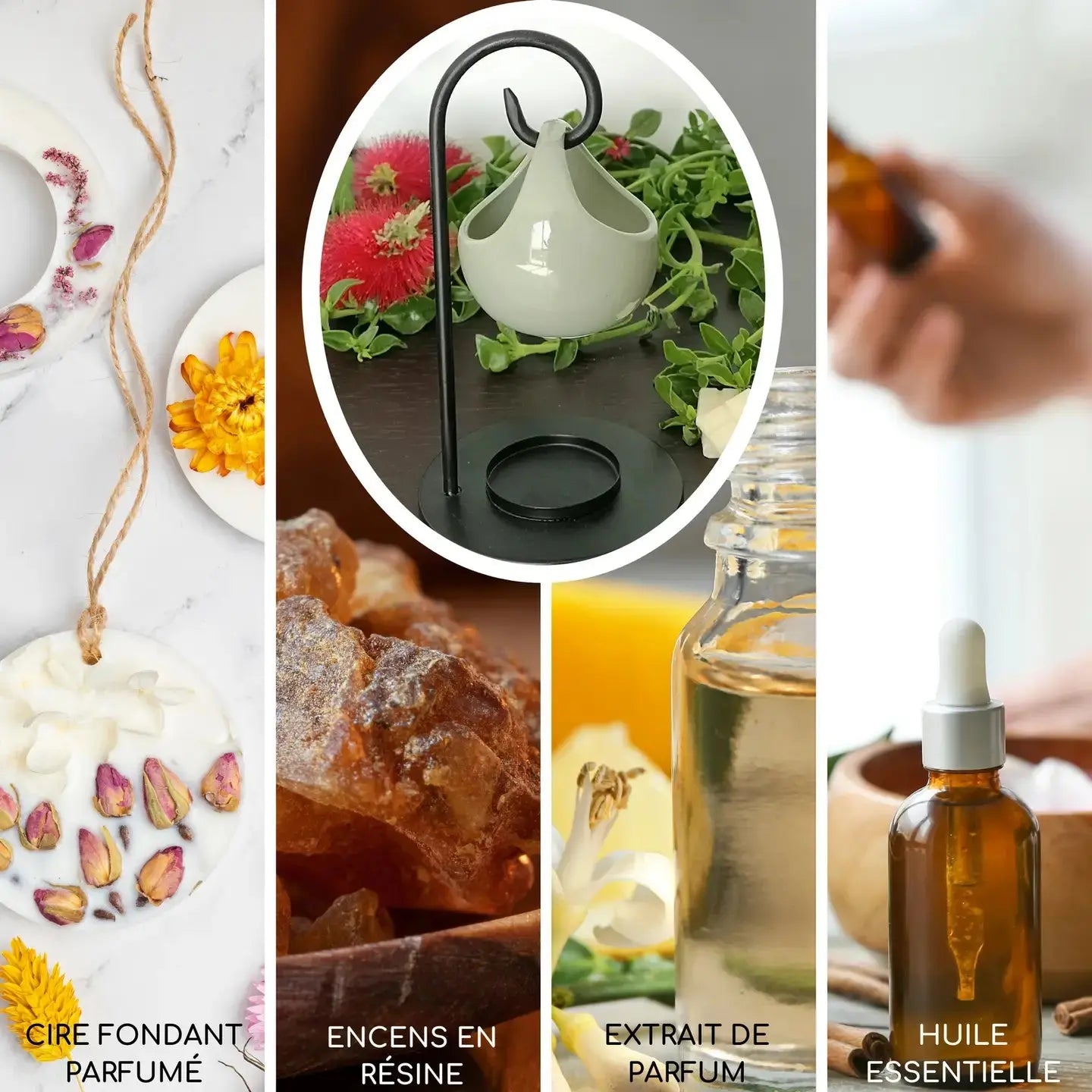 Brûle Parfum fer forgé avec vasque céramique suspendue Seis